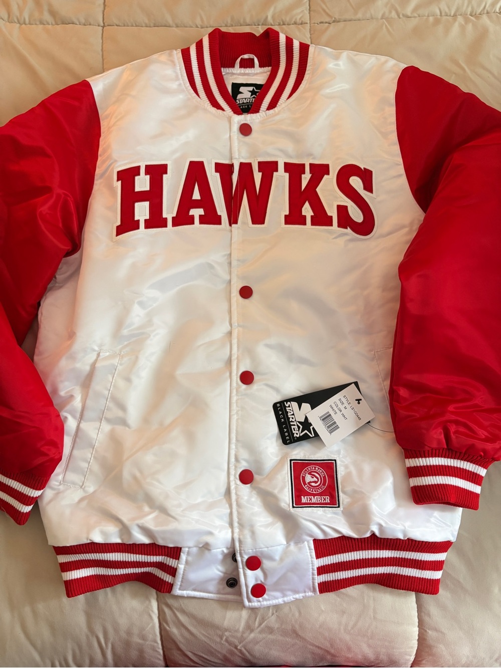 STARTER White and Red Atlanta Hawks Jacket - Men